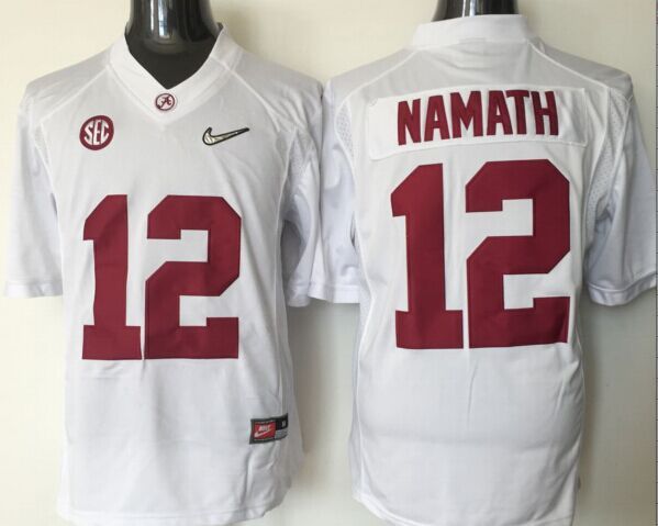 NCAA Youth Alabama Crimson Tide #12 Namath white jerseys
